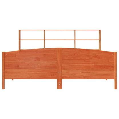 Bookcase Bed without Mattress Wax Brown 200x200cm Solid Wood Pine