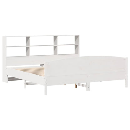 Bookcase Bed without Mattress White 180x200 cm Super King Solid Wood Pine