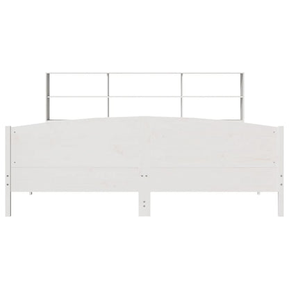 Bookcase Bed without Mattress White 180x200 cm Super King Solid Wood Pine