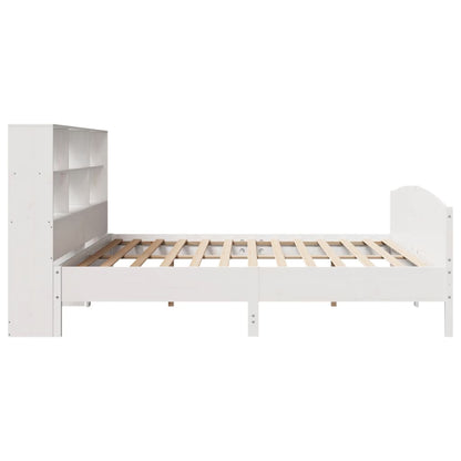 Bookcase Bed without Mattress White 180x200 cm Super King Solid Wood Pine