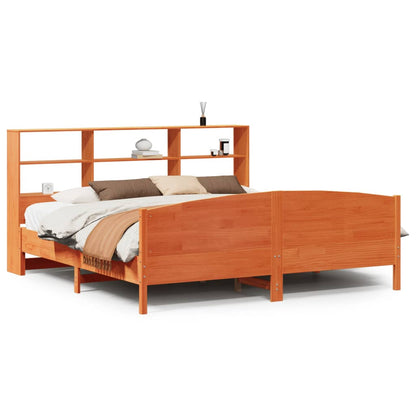 Bookcase Bed without Mattress Wax Brown 180x200 cm Super King Solid Wood Pine