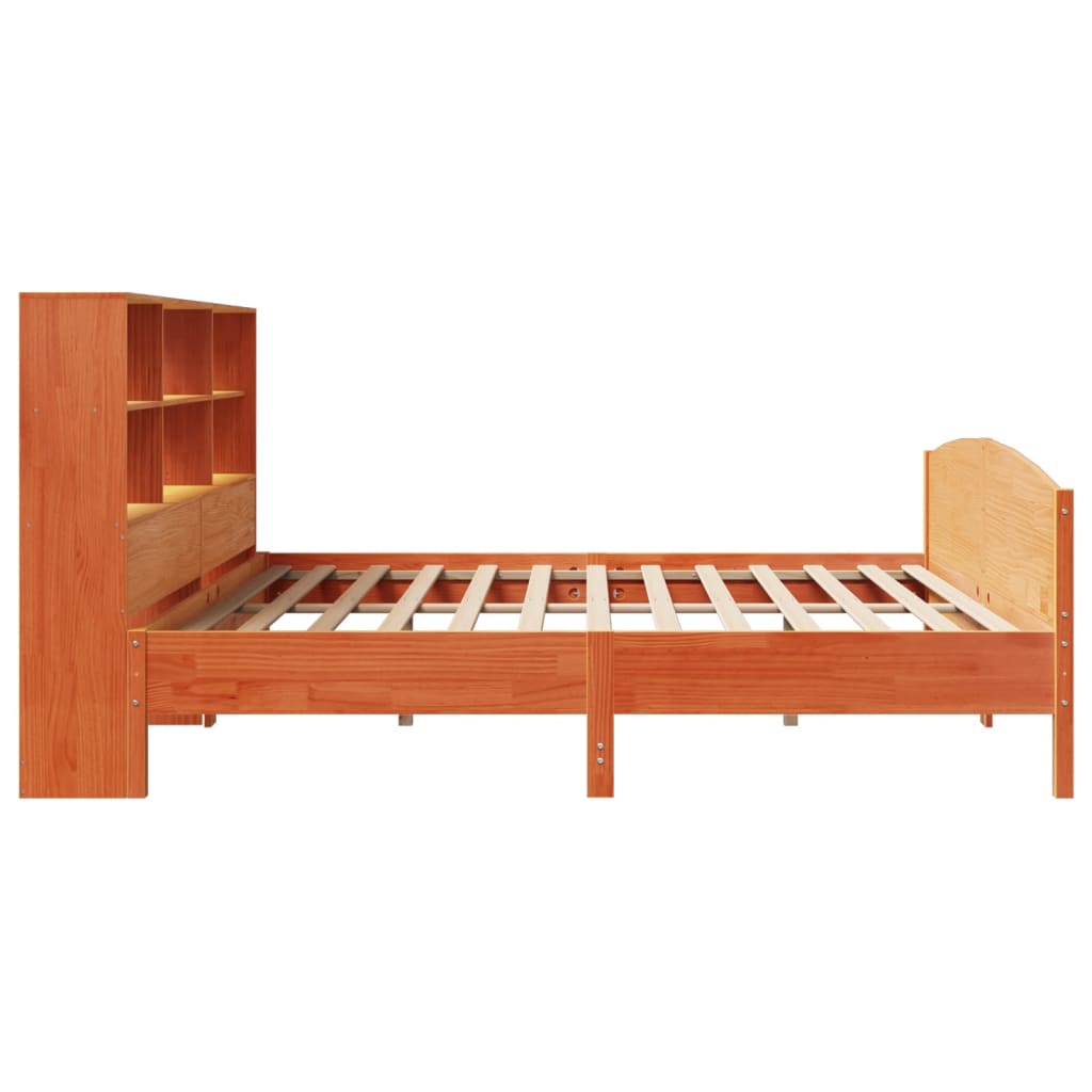 Bookcase Bed without Mattress Wax Brown 180x200 cm Super King Solid Wood Pine