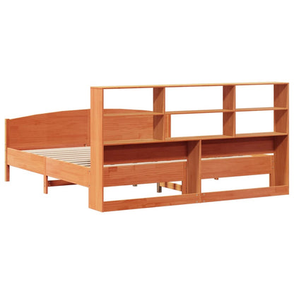 Bookcase Bed without Mattress Wax Brown 180x200 cm Super King Solid Wood Pine