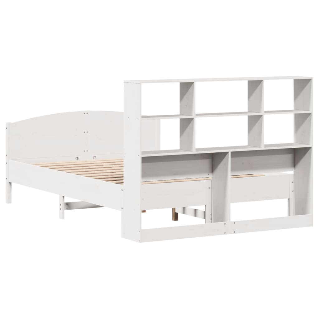 Bookcase Bed without Mattress White 160x200cm Solid Wood Pine
