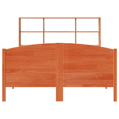Bookcase Bed without Mattress Wax Brown 160x200cm Solid Wood Pine