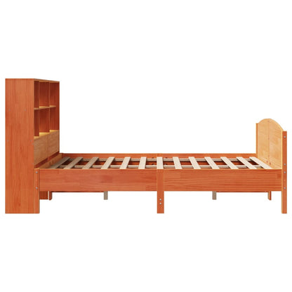 Bookcase Bed without Mattress Wax Brown 160x200cm Solid Wood Pine