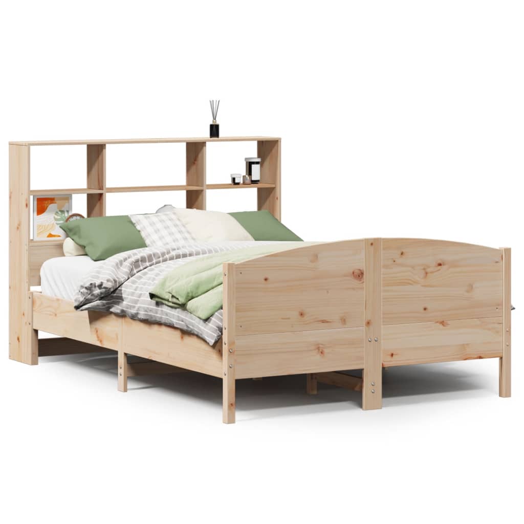 Bookcase Bed without Mattress 140x200cm Solid Wood Pine