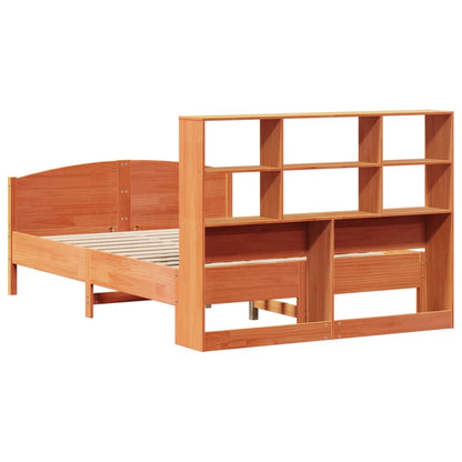 Bookcase Bed without Mattress Wax Brown 120x200cm Solid Wood Pine