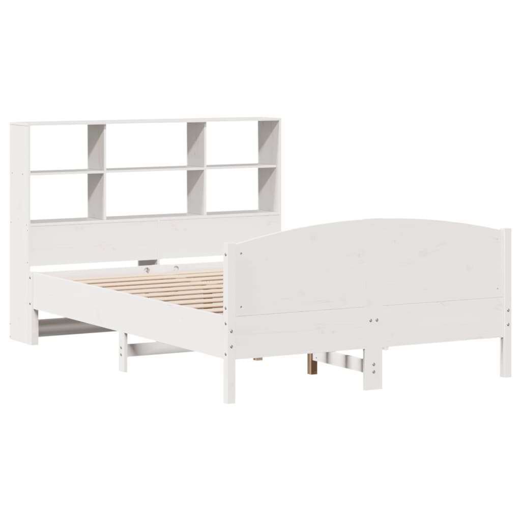 Bookcase Bed without Mattress White 140x190cm Solid Wood Pine