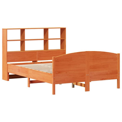 Bookcase Bed without Mattress Wax Brown 135x190 cm Double Solid Wood Pine