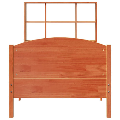 Bookcase Bed without Mattress Wax Brown 100x200cm Solid Wood Pine