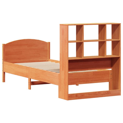 Bookcase Bed without Mattress Wax Brown 100x200cm Solid Wood Pine