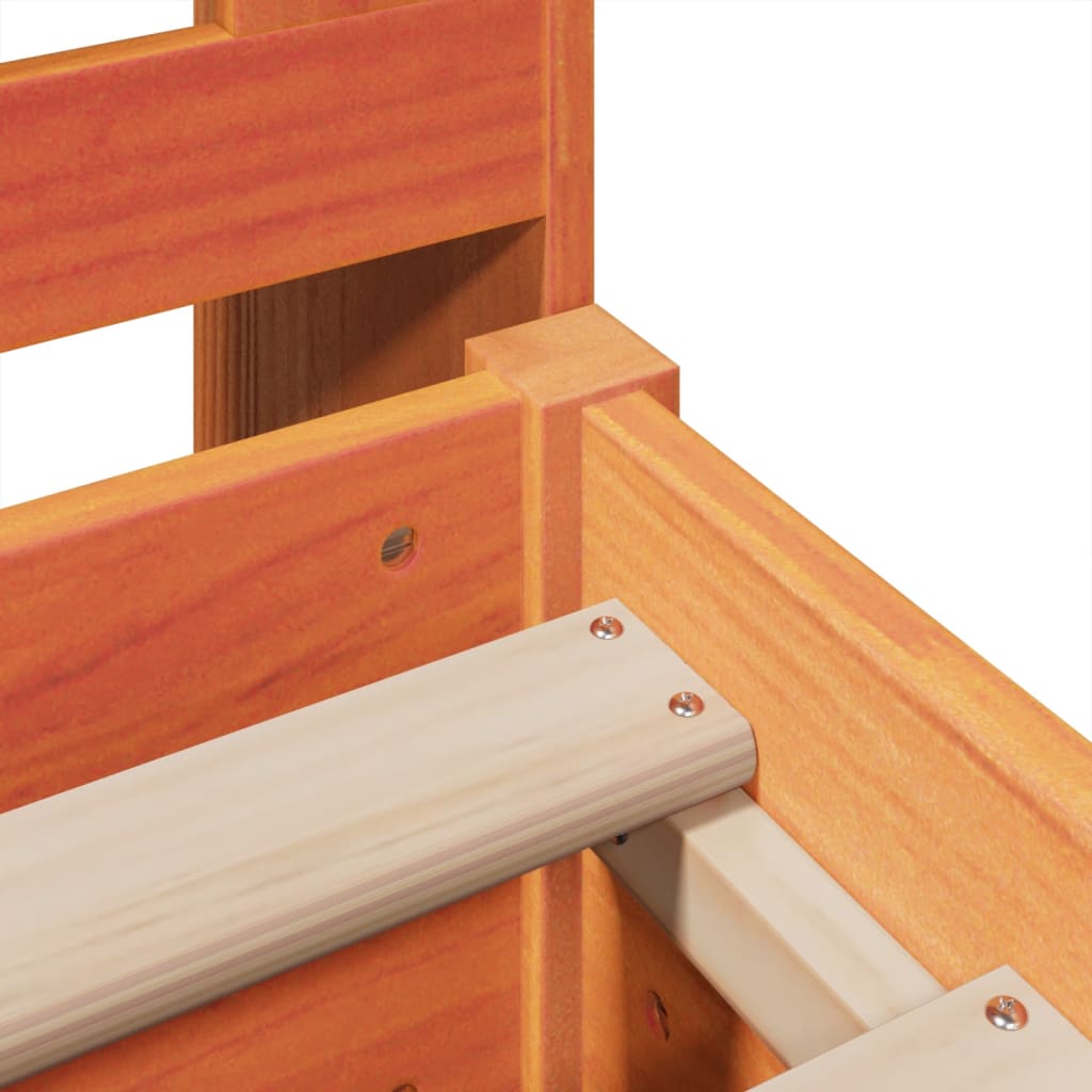 Bookcase Bed without Mattress Wax Brown 200x200cm Solid Wood Pine