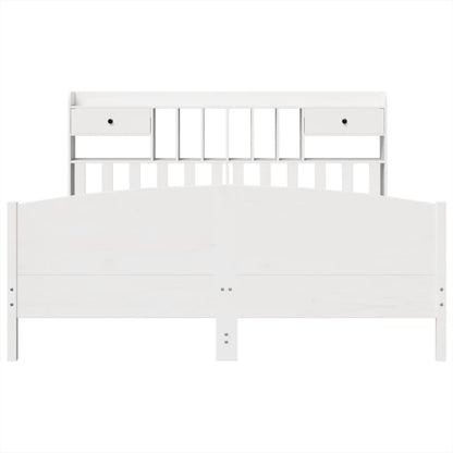 Bookcase Bed without Mattress White 180x200 cm Super King Solid Wood Pine