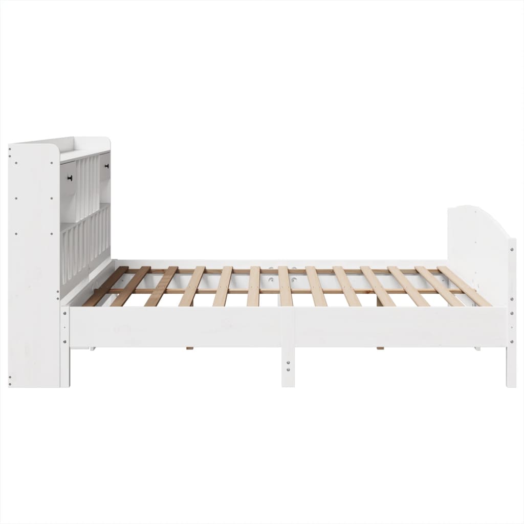 Bookcase Bed without Mattress White 180x200 cm Super King Solid Wood Pine