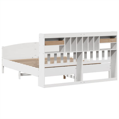 Bookcase Bed without Mattress White 180x200 cm Super King Solid Wood Pine