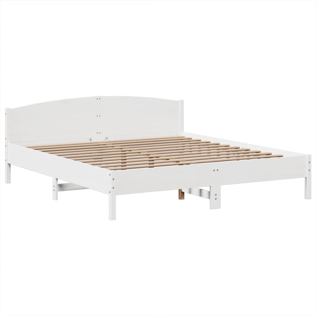 Bookcase Bed without Mattress White 180x200 cm Super King Solid Wood Pine