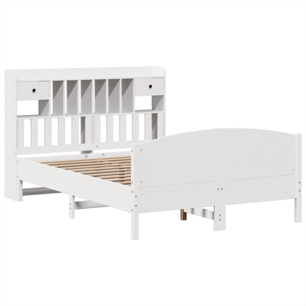 Bookcase Bed without Mattress White 160x200cm Solid Wood Pine