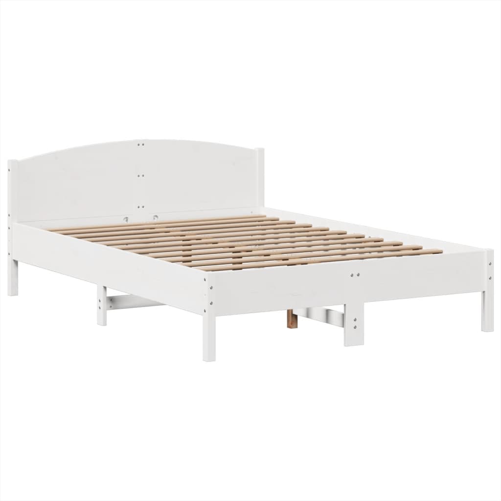 Bookcase Bed without Mattress White 150x200 cm King Size Solid Wood Pine