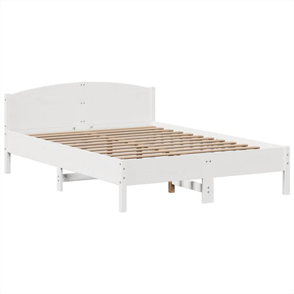 Bookcase Bed without Mattress White 150x200 cm King Size Solid Wood Pine
