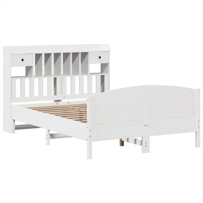 Bookcase Bed without Mattress White 140x200cm Solid Wood Pine