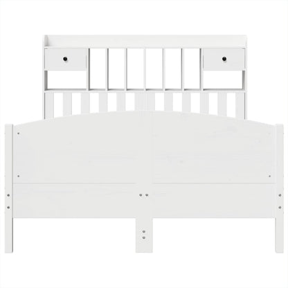 Bookcase Bed without Mattress White 140x200cm Solid Wood Pine