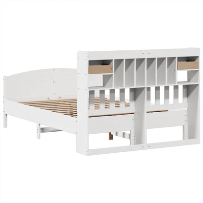 Bookcase Bed without Mattress White 140x200cm Solid Wood Pine