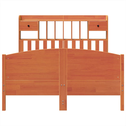 Bookcase Bed without Mattress Wax Brown 140x200cm Solid Wood Pine