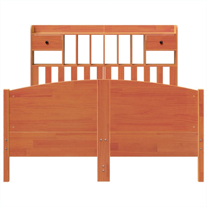 Bookcase Bed without Mattress Wax Brown 140x190cm Solid Wood Pine