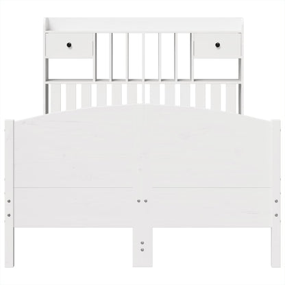 Bookcase Bed without Mattress White 135x190 cm Double Solid Wood Pine