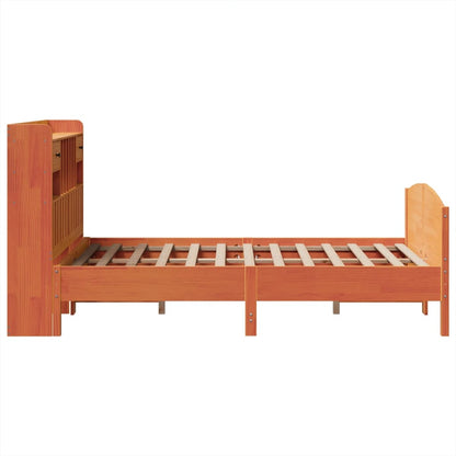 Bookcase Bed without Mattress Wax Brown 135x190 cm Double Solid Wood Pine