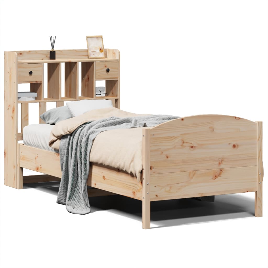 Bookcase Bed without Mattress 100x200cm Solid Wood Pine