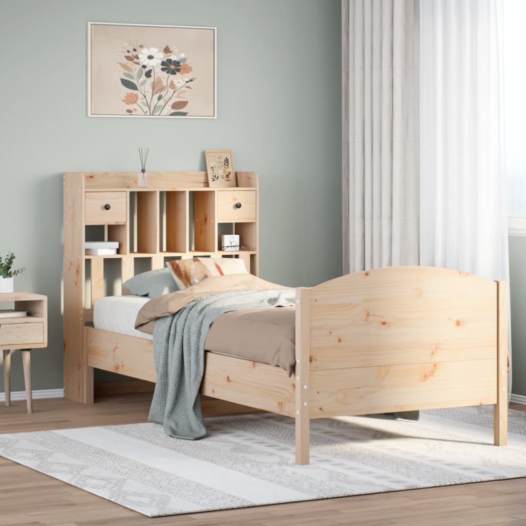Bookcase Bed without Mattress 100x200cm Solid Wood Pine