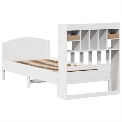 Bookcase Bed without Mattress White 75x190 cm Small Single Solid Wood Pine