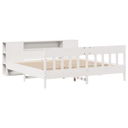 Bookcase Bed without Mattress White 200x200cm Solid Wood Pine
