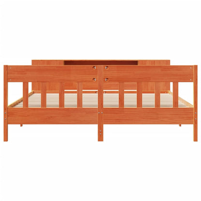 Bookcase Bed without Mattress Wax Brown 200x200cm Solid Wood Pine