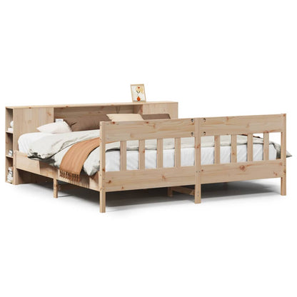 Bookcase Bed without Mattress 180x200 cm Super King Solid Wood Pine