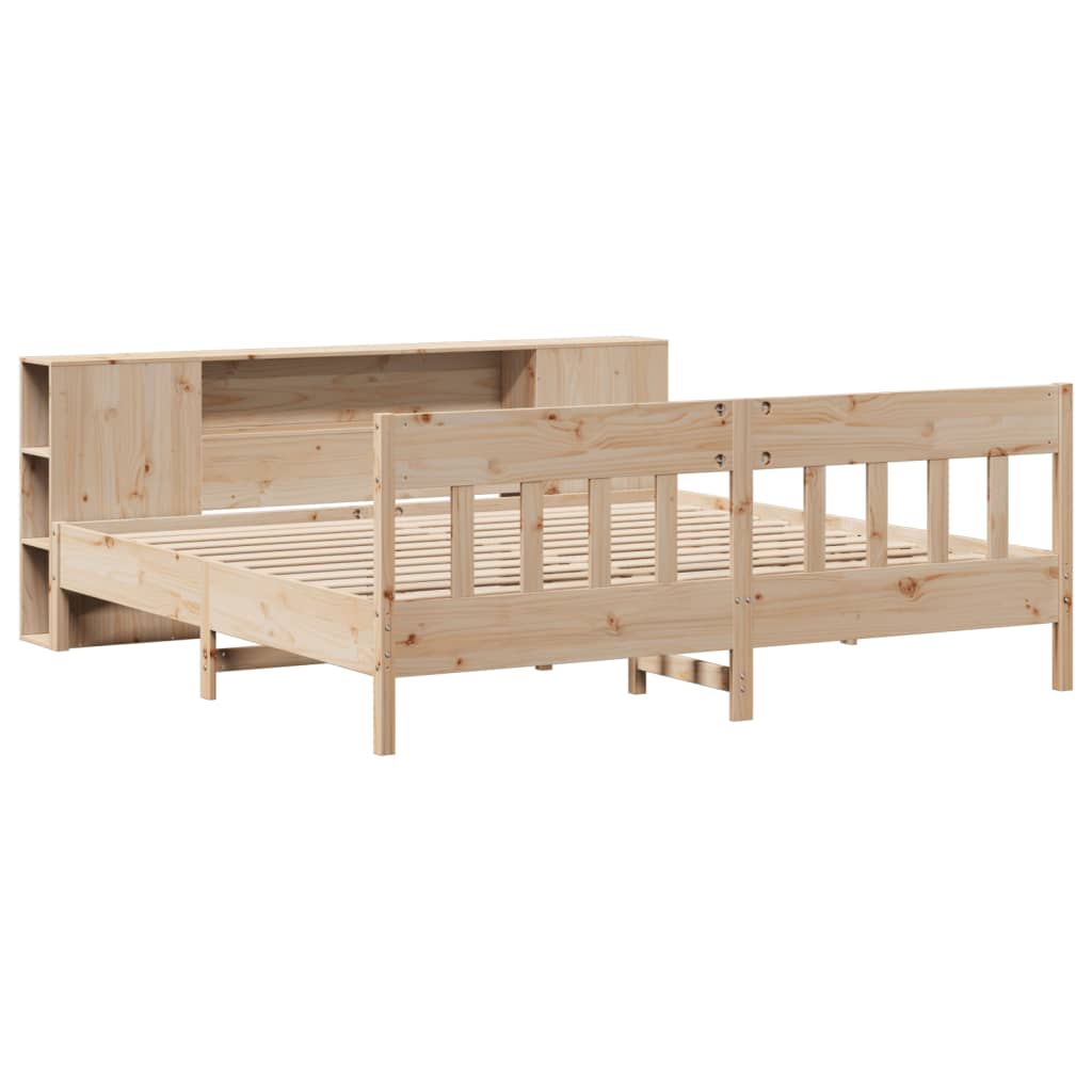 Bookcase Bed without Mattress 180x200 cm Super King Solid Wood Pine