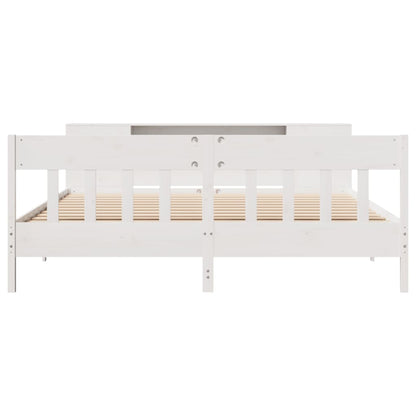 Bookcase Bed without Mattress White 180x200 cm Super King Solid Wood Pine