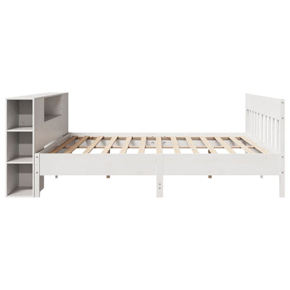 Bookcase Bed without Mattress White 180x200 cm Super King Solid Wood Pine