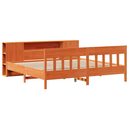 Bookcase Bed without Mattress Wax Brown 180x200 cm Super King Solid Wood Pine