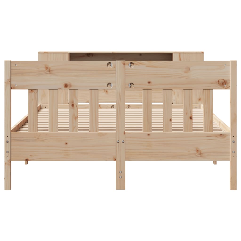 Bookcase Bed without Mattress 150x200 cm King Size Solid Wood Pine