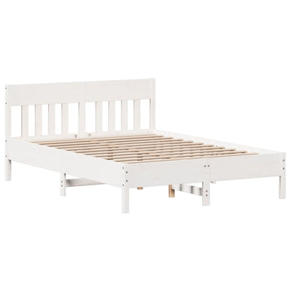 Bookcase Bed without Mattress White 150x200 cm King Size Solid Wood Pine