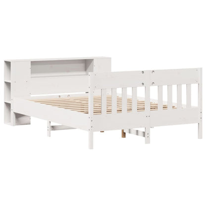 Bookcase Bed without Mattress White 140x200cm Solid Wood Pine