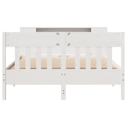 Bookcase Bed without Mattress White 120x200cm Solid Wood Pine