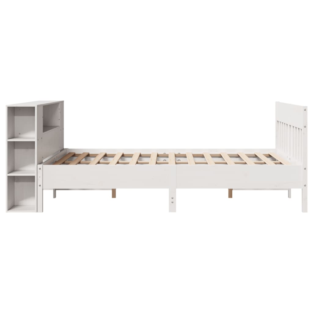 Bookcase Bed without Mattress White 120x200cm Solid Wood Pine
