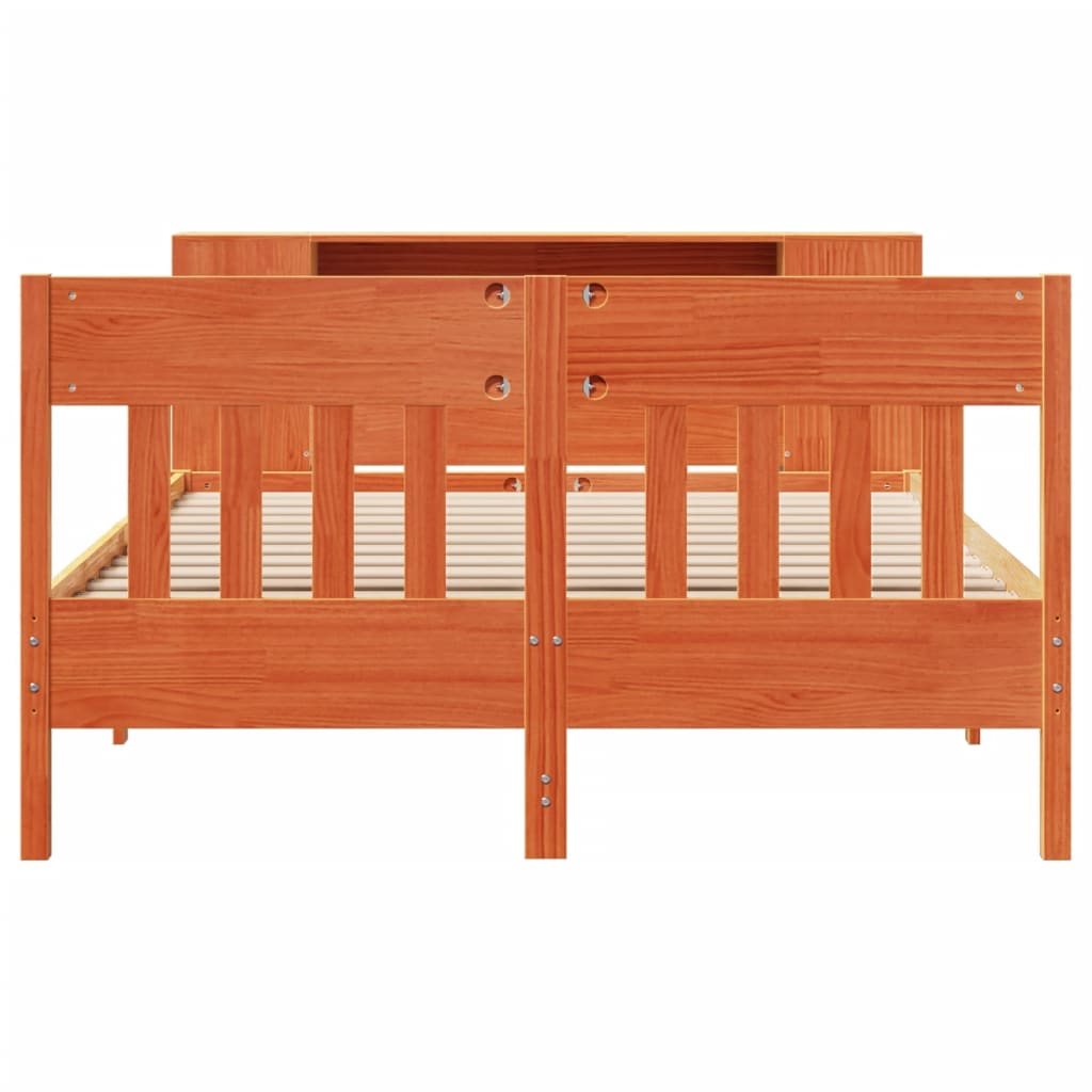Bookcase Bed without Mattress Wax Brown 120x200cm Solid Wood Pine