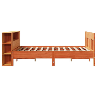Bookcase Bed without Mattress Wax Brown 120x200cm Solid Wood Pine