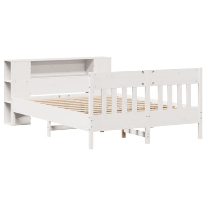 Bookcase Bed without Mattress White 140x190cm Solid Wood Pine