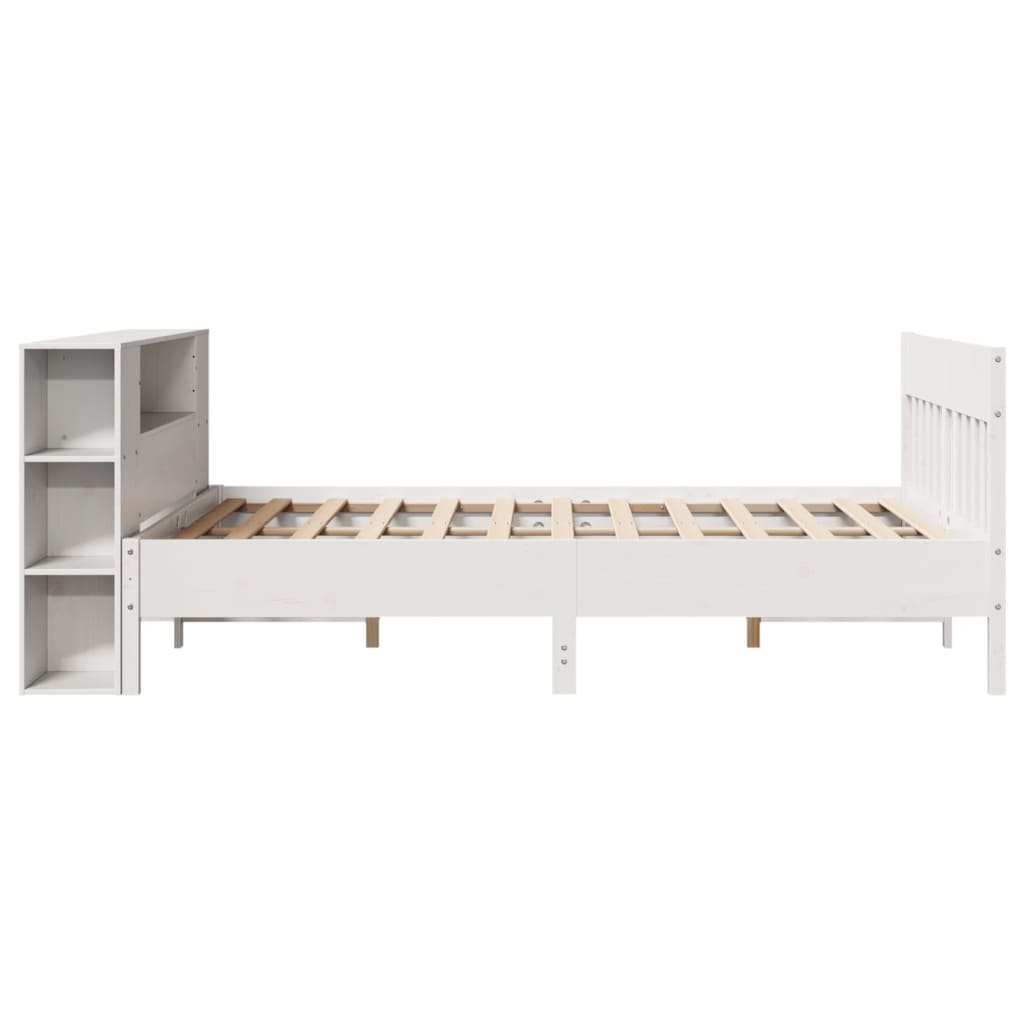 Bookcase Bed without Mattress White 140x190cm Solid Wood Pine